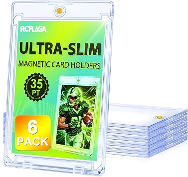 Magnetic Card Holders 35pt Ultra Slim One Touch Card Cases | U-V Clear Acrylic Card Holder Hard Plastic Protectors for Sports, Baseball, Football, TCG, Game Collectible Cards