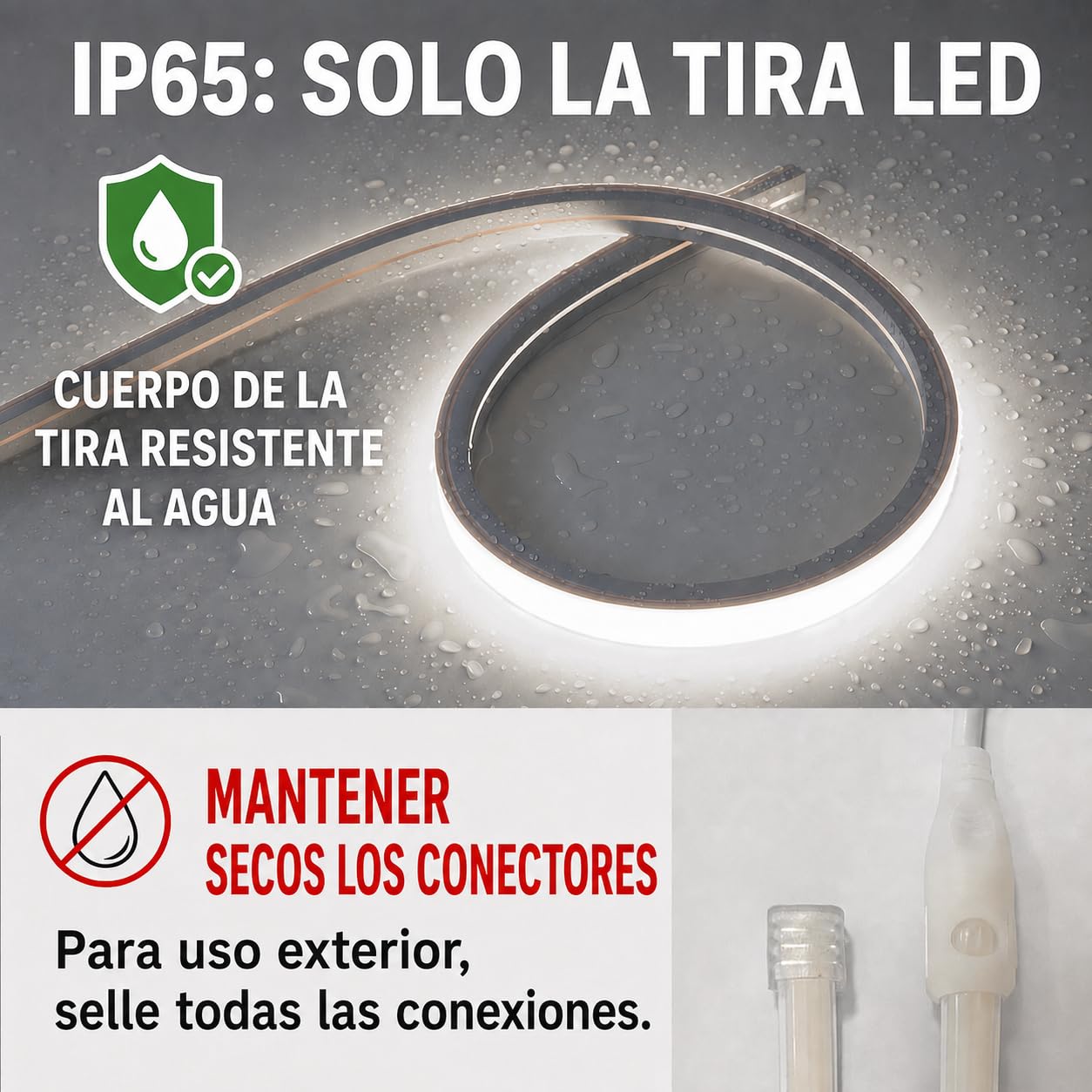 COB LED Streifen 230V IP65 mit Stecker für Außen & Innen (4000K, 20M)
