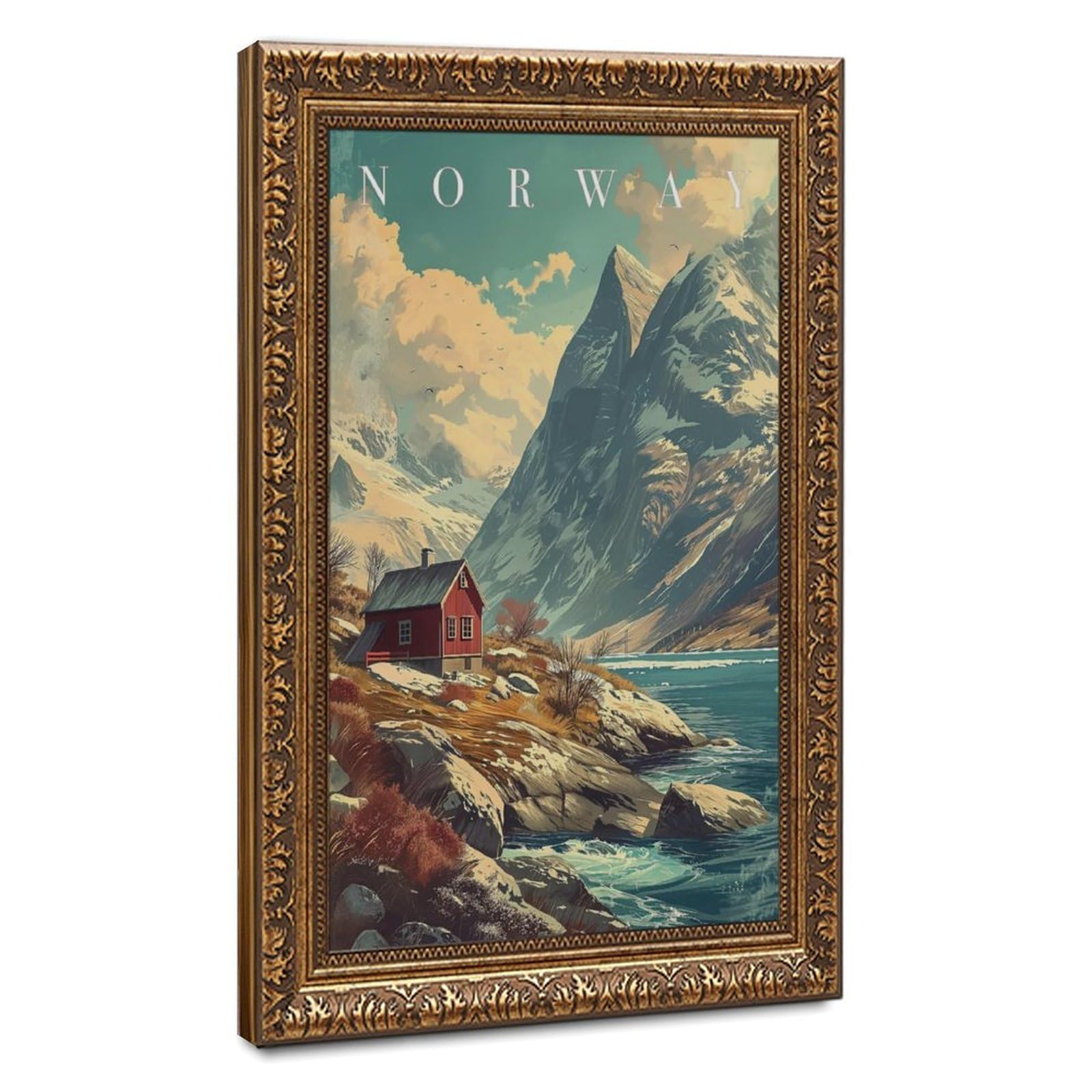 Bareronor Norway Fjord Canvas Poster for Office Decor Gift