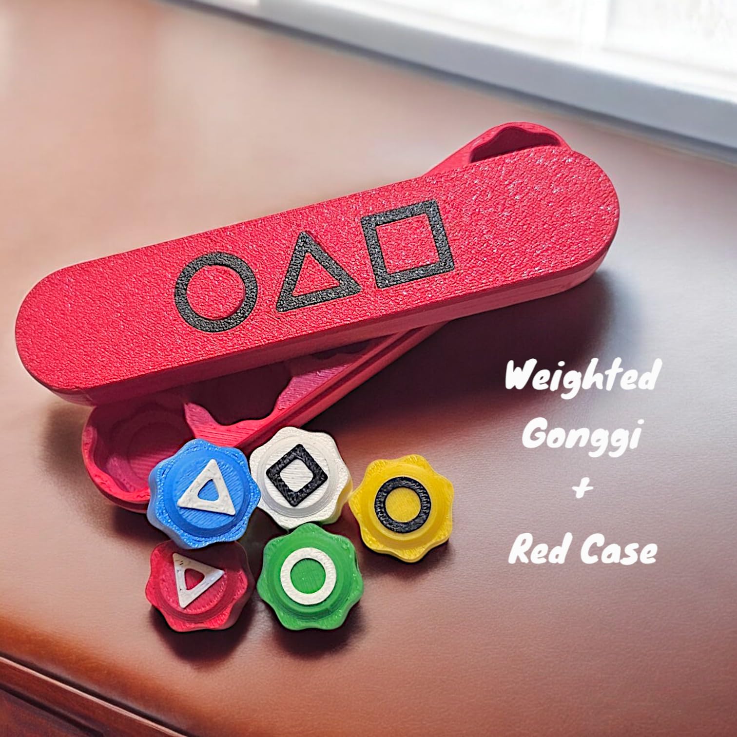 Sentosa Weighted Gonggi Game Set Red Case β Traditional Korean Toss, Flip & Catch Game with 5 Weighted Colorful Markers (6g Each) 1