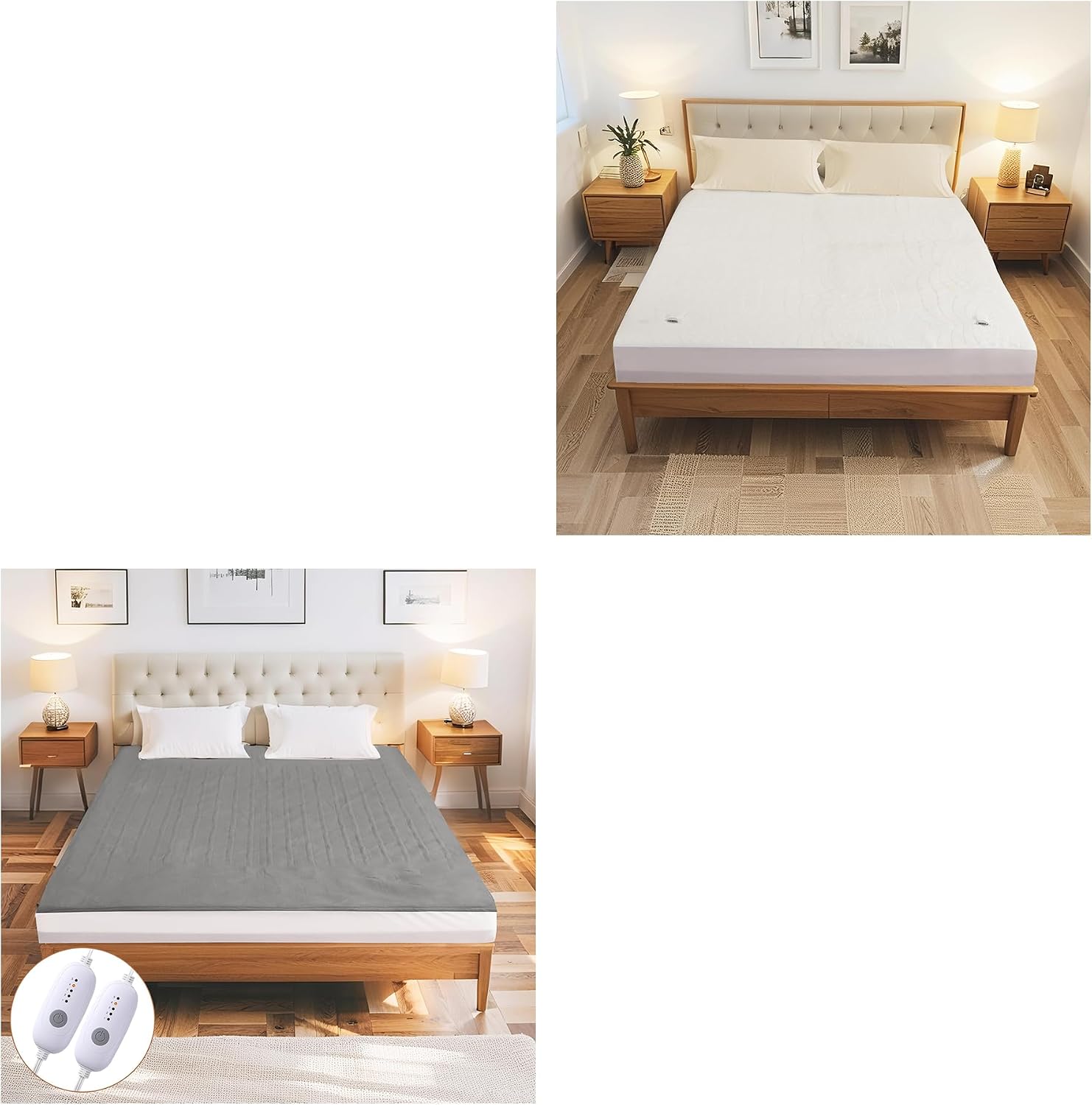 Electric Mattress Pad Queen Size 60"x80" Grey & Electric Mattress Pad King Size 78"x80" White