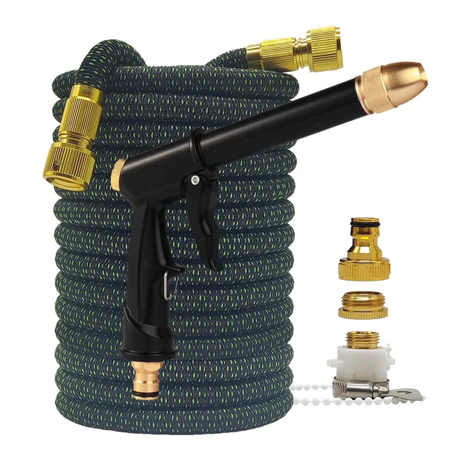 Qeoqwqb Hose With Gun 1 High Pressure Garden Water Hose Expandable Flexible 2.5-30 Granules Pipe Irrigation Car Wash Gun(,100Ft)