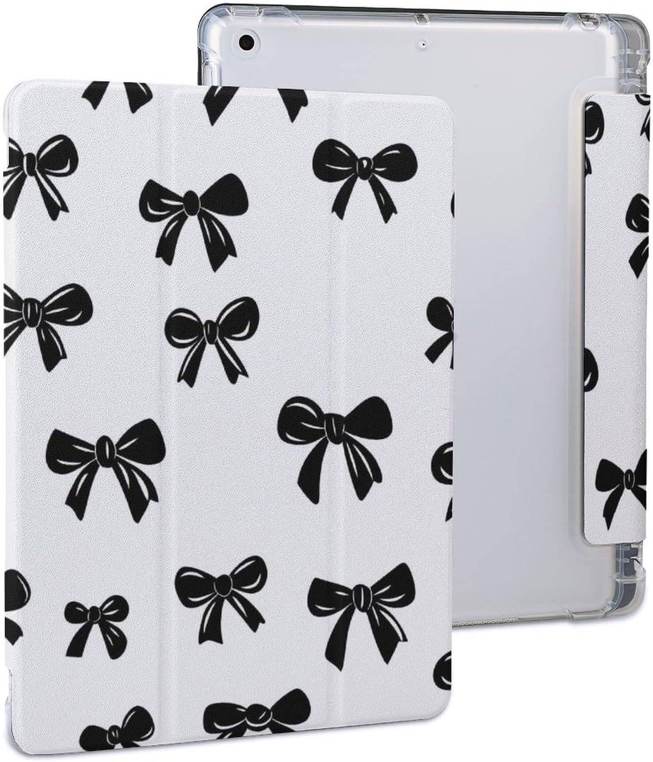 Black and White Bow Pattern Case with Pencil Holder