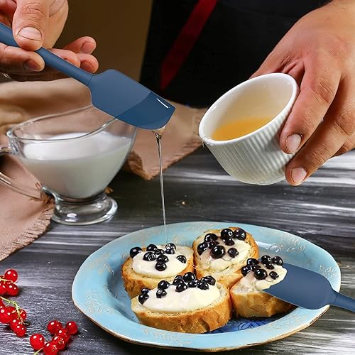 Miniatura 5 de Coukre Juego de 5 espátulas de silicona, resistentes a altas temperaturas, silicona de grado alimenticio, aptas para lavavajillas, para hornear,