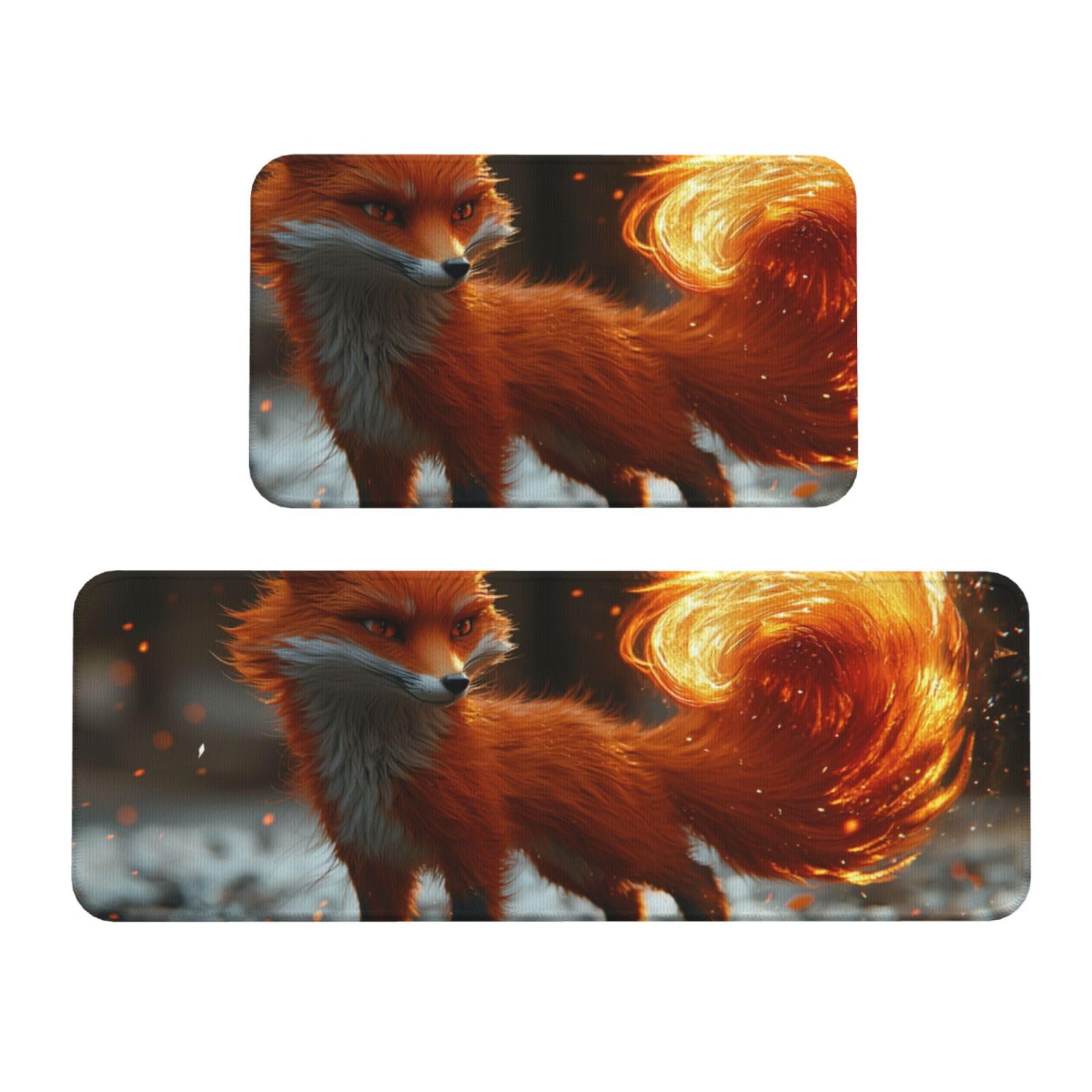 Tapetes de cocina antideslizantes con diseño de zorro acolchado para pisada suave