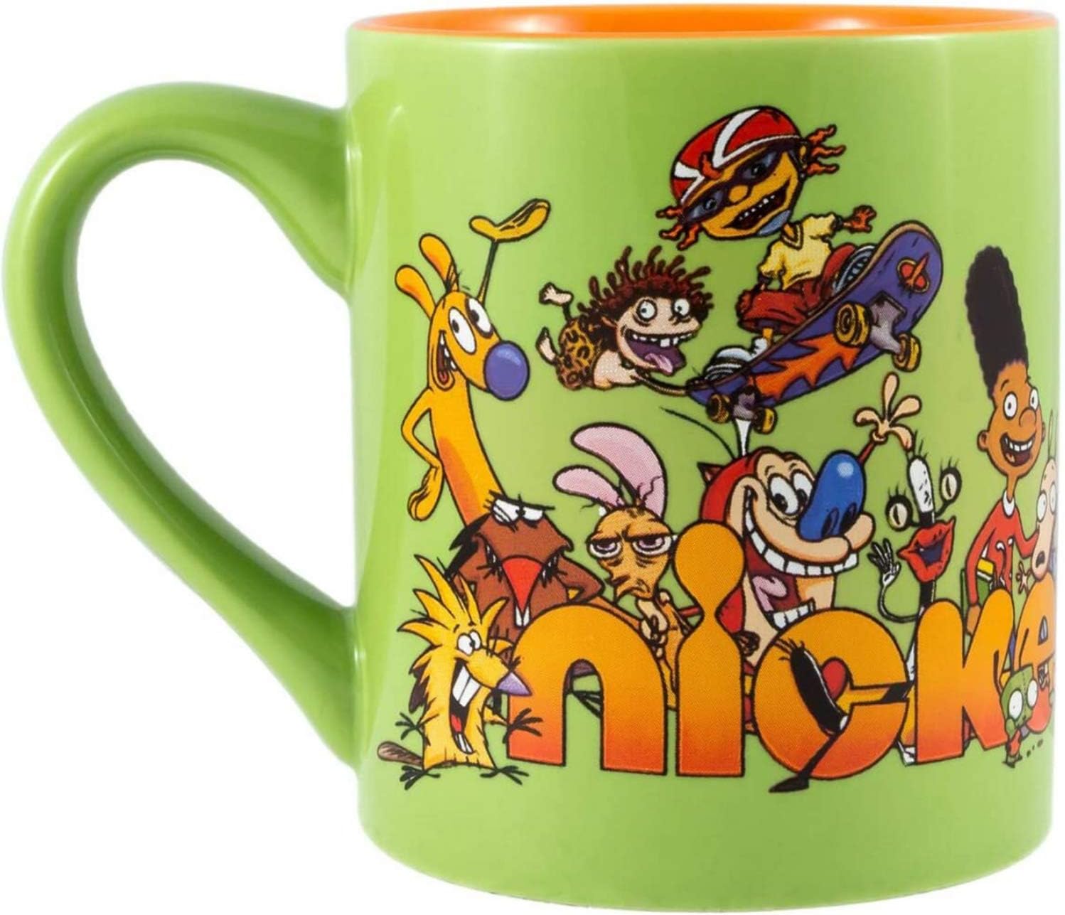 Silver Buffalo Nickelodeon Logo and Characters 90s Nostalgia Ceramic Mug, 14 Ounces