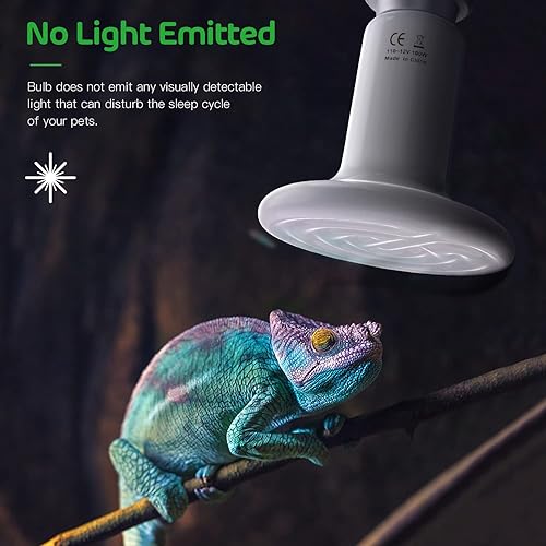 Miniatura 4 de Simple Deluxe Lámpara de calor de cerámica de 100 W, calentador de calor para reptiles, sin luz, con termómetro digital gratis, para pollo,