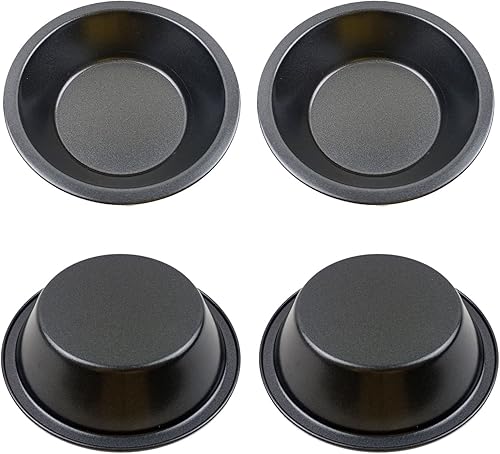 Miniatura 6 de Proshopping Paquete de 8 mini moldes para tartas de 5 pulgadas, pequeños moldes redondos de metal, acero al carbono antiadherente, bandeja para