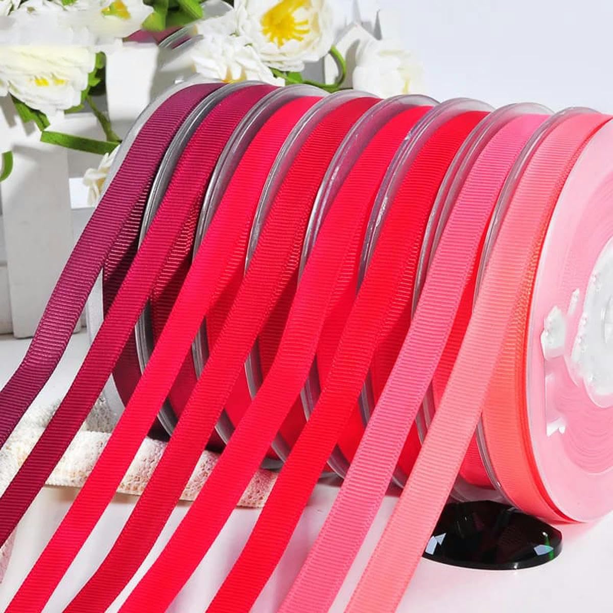Cinta de grogrén para accesorios de vestir hechos a mano, serie roja, 2", 2,5", 3", 3,5", 4", 50, 57, 63, 75, 89, 100 yardas/lote, rubí 264-50 mm