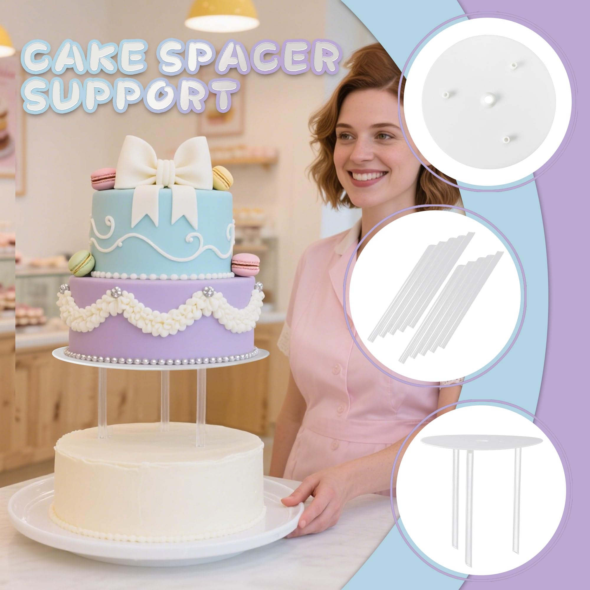 Cake Dowels for Tiered Cakes 14 Support Rods with 4 Separator Plates - Image 4
