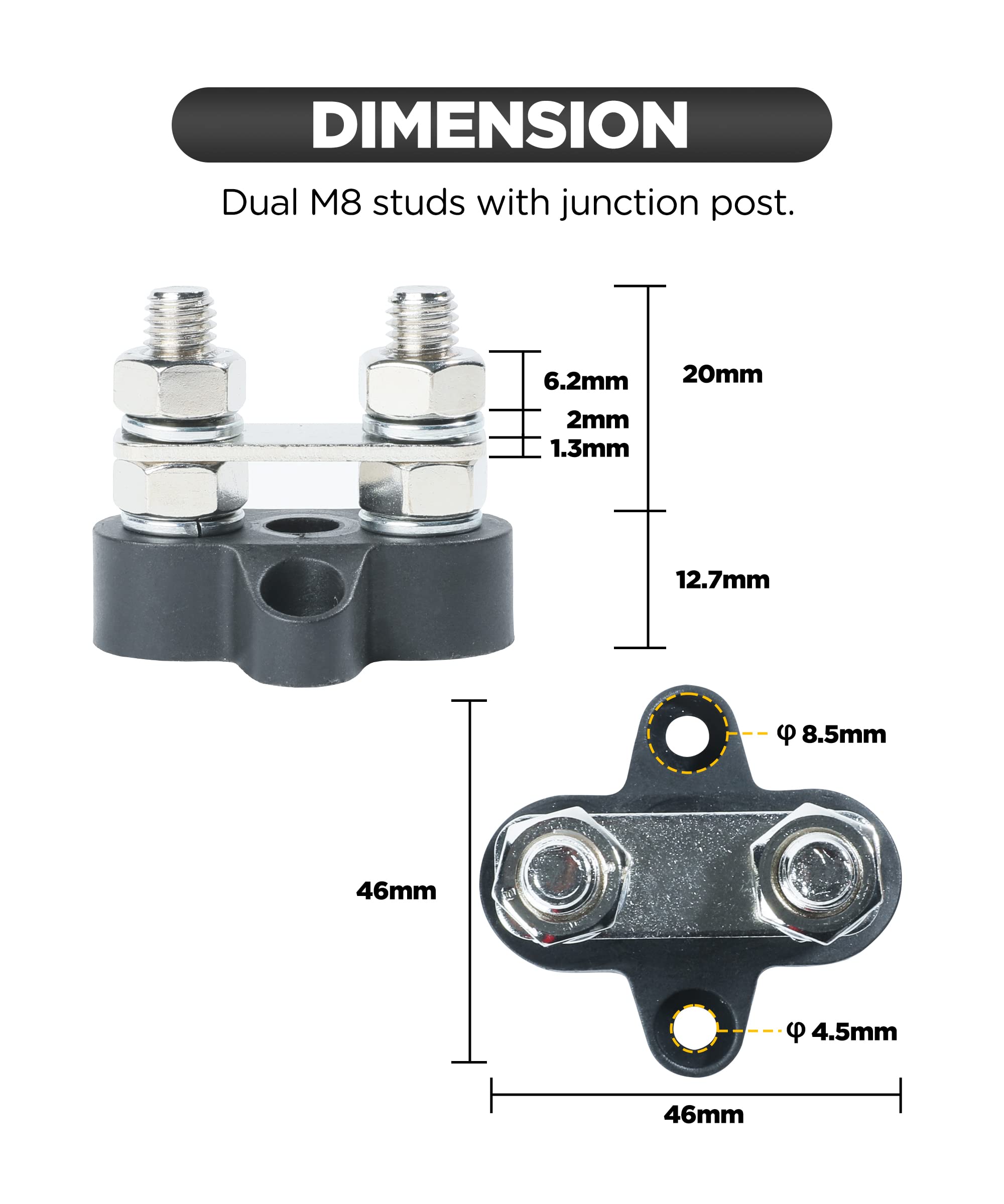 Morsetti Batteria Auto M8 - Coppia Con Viti, Acciaio Inox, Per Auto E Camion - Foto 2