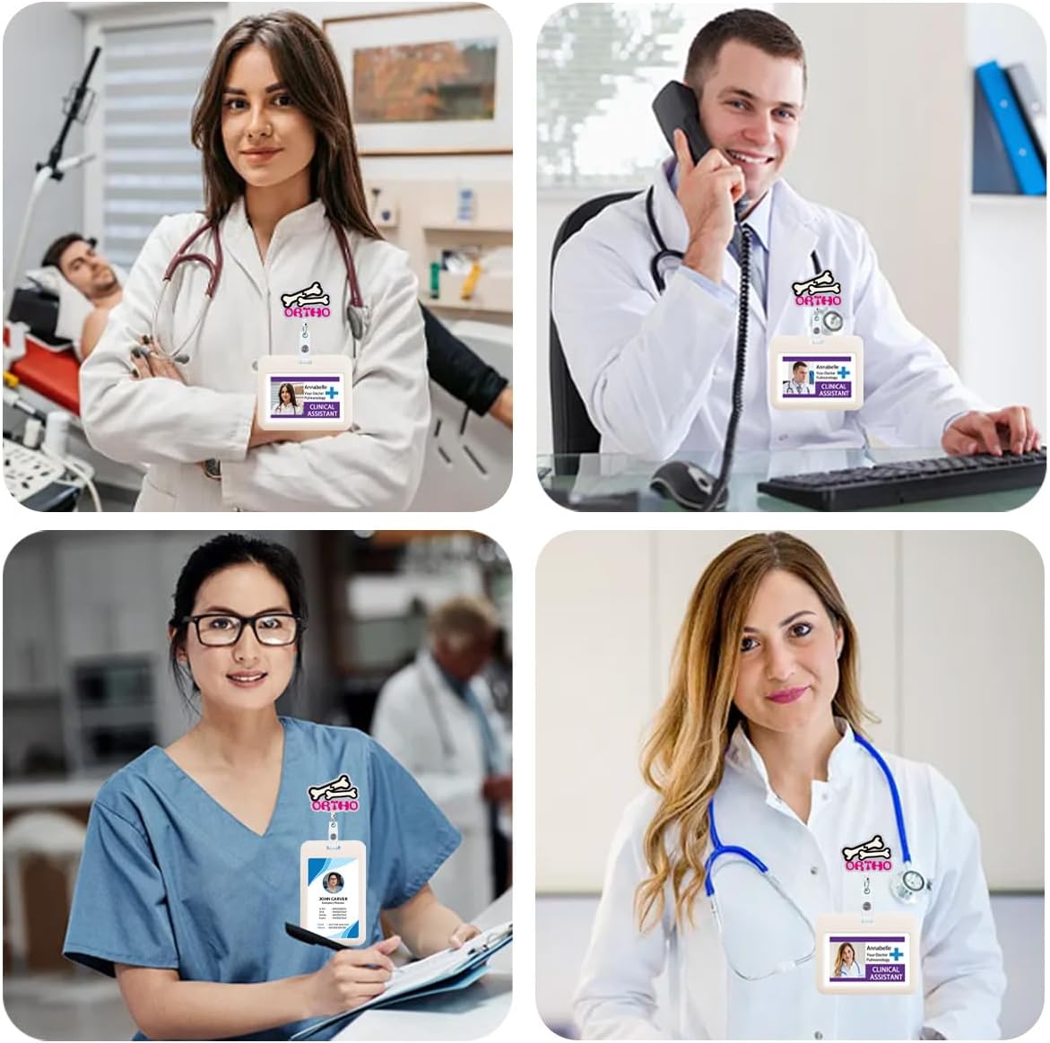 Funny Orthopedic Badge Reel Retractable Accessories for Work Ortho Xray Radiology Badge Holder with Alligator Clip Silver Nursing Student CNA RN Medical Assistant Badge Clip for ID Card - Image 4