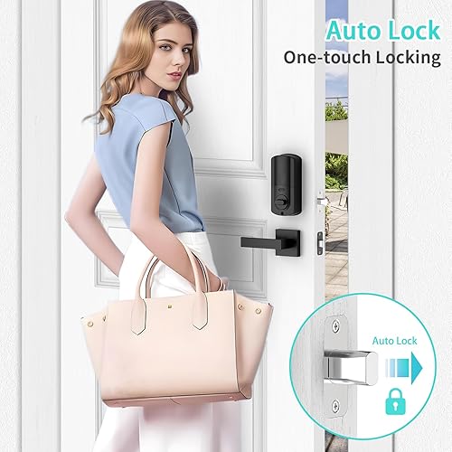 Miniatura 5 de Hunnay Juego de cerraduras de puerta delantera WiFi, cerraduras inteligentes para puerta delantera, cerrojo de seguridad con teclado, control de