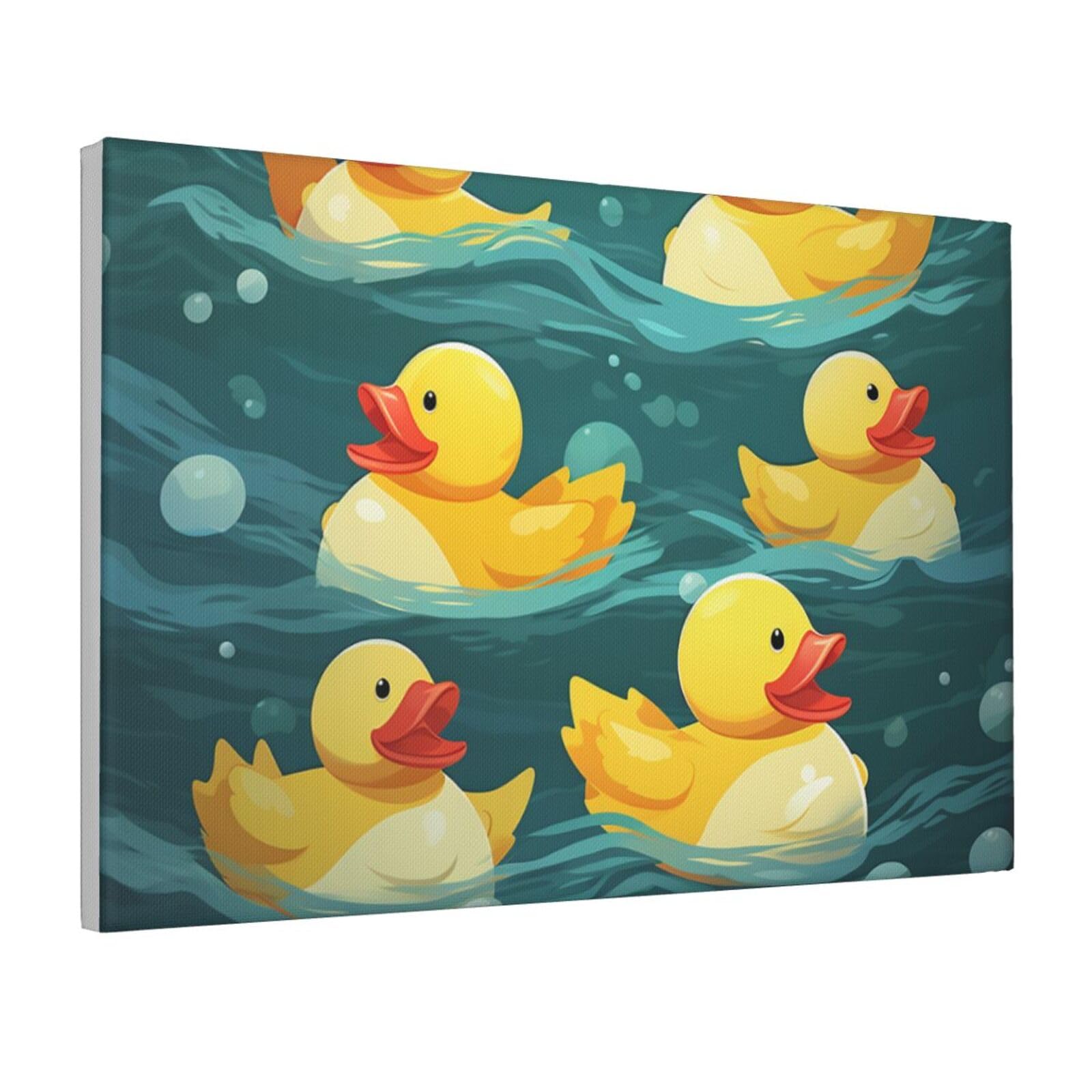 Framed Wall Art for Living Room Art Work, Rubber Ducks Picture Prints Modern Office Wall Paintings Poster Aesthetic Wall Decorations for Home Decor Ready To Hang 16"x24"