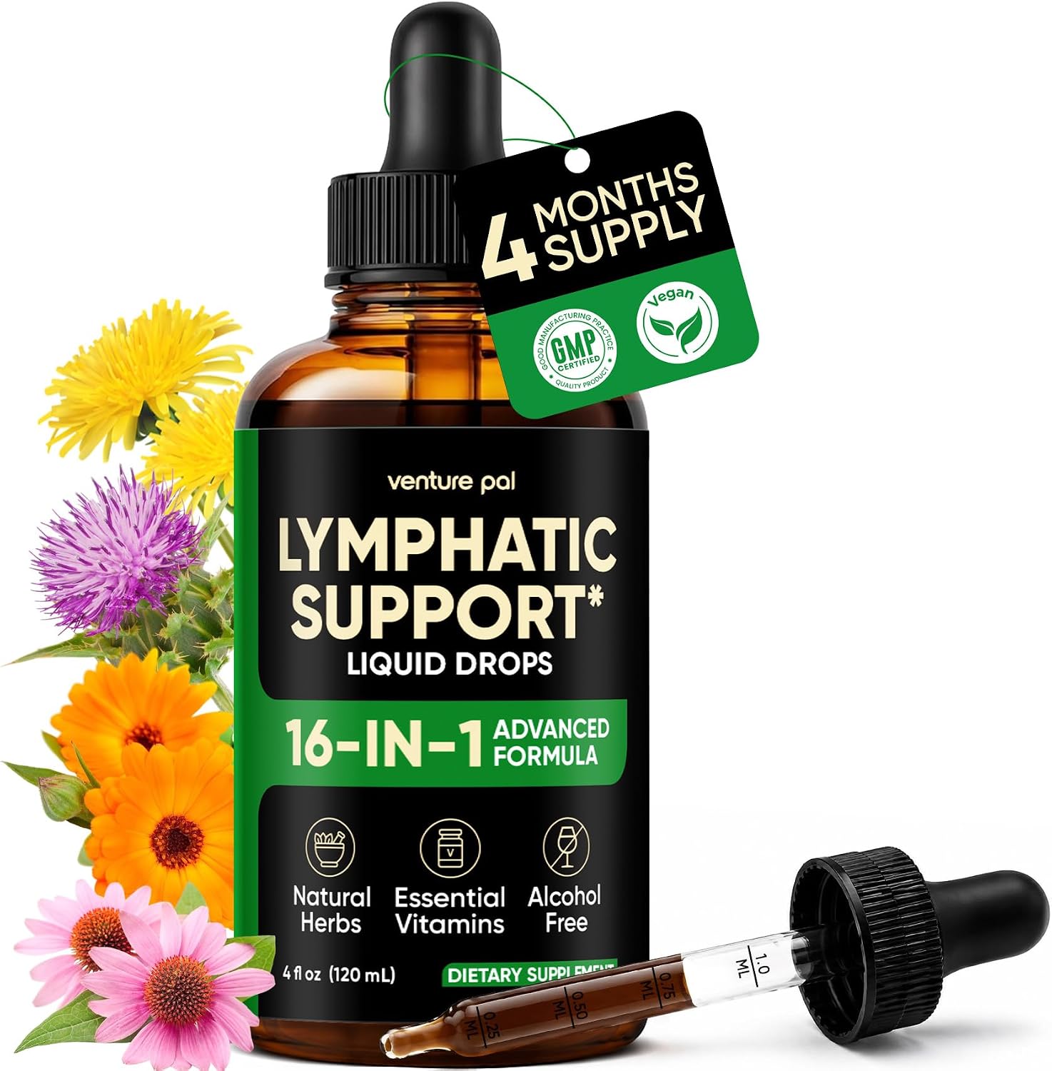Venture Pal Lymphatic Drainage Drops, on the Go-4fl oz