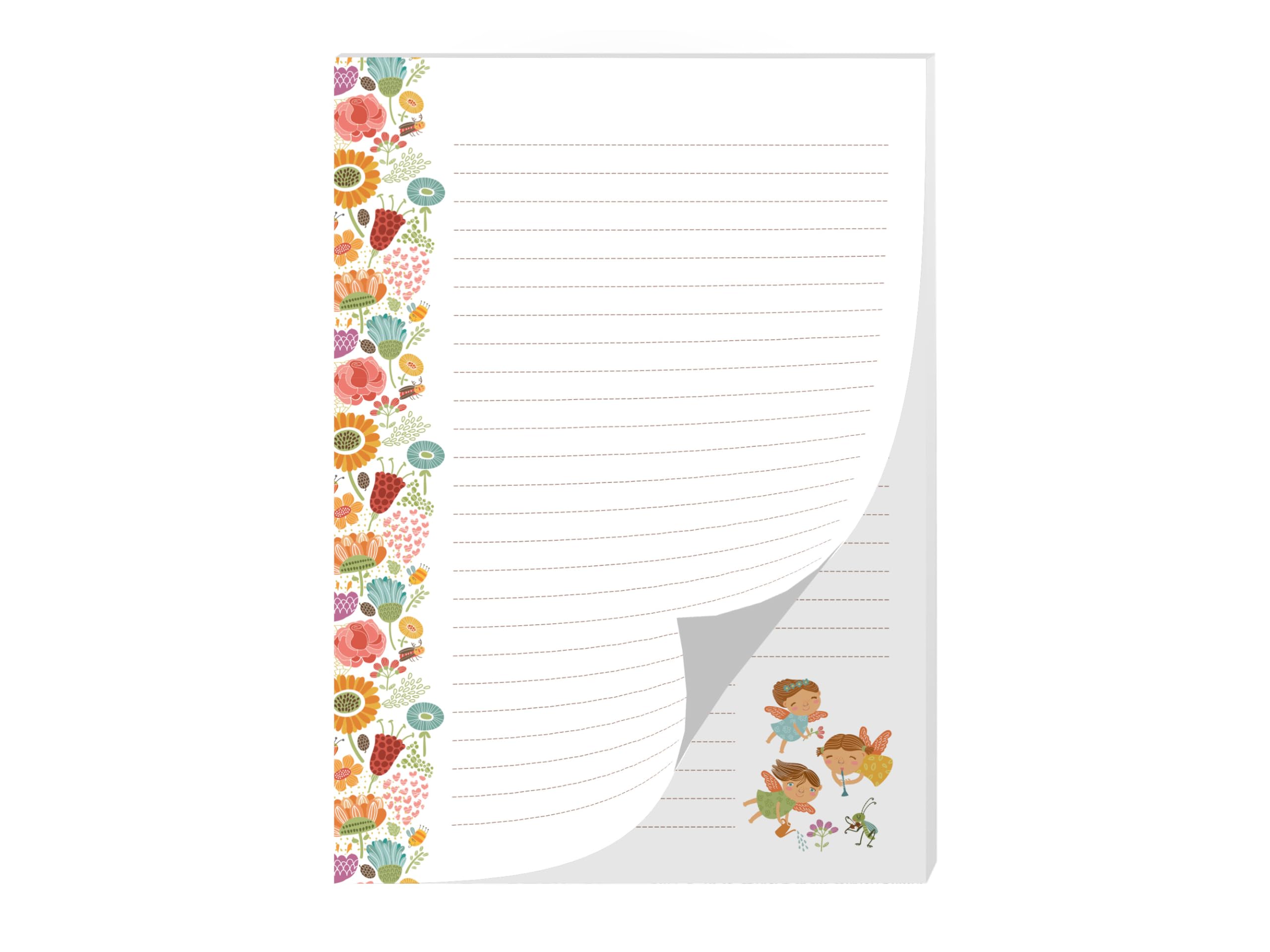 Bloc-notes A4 papier à lettre fleurs et fées 25 feuilles