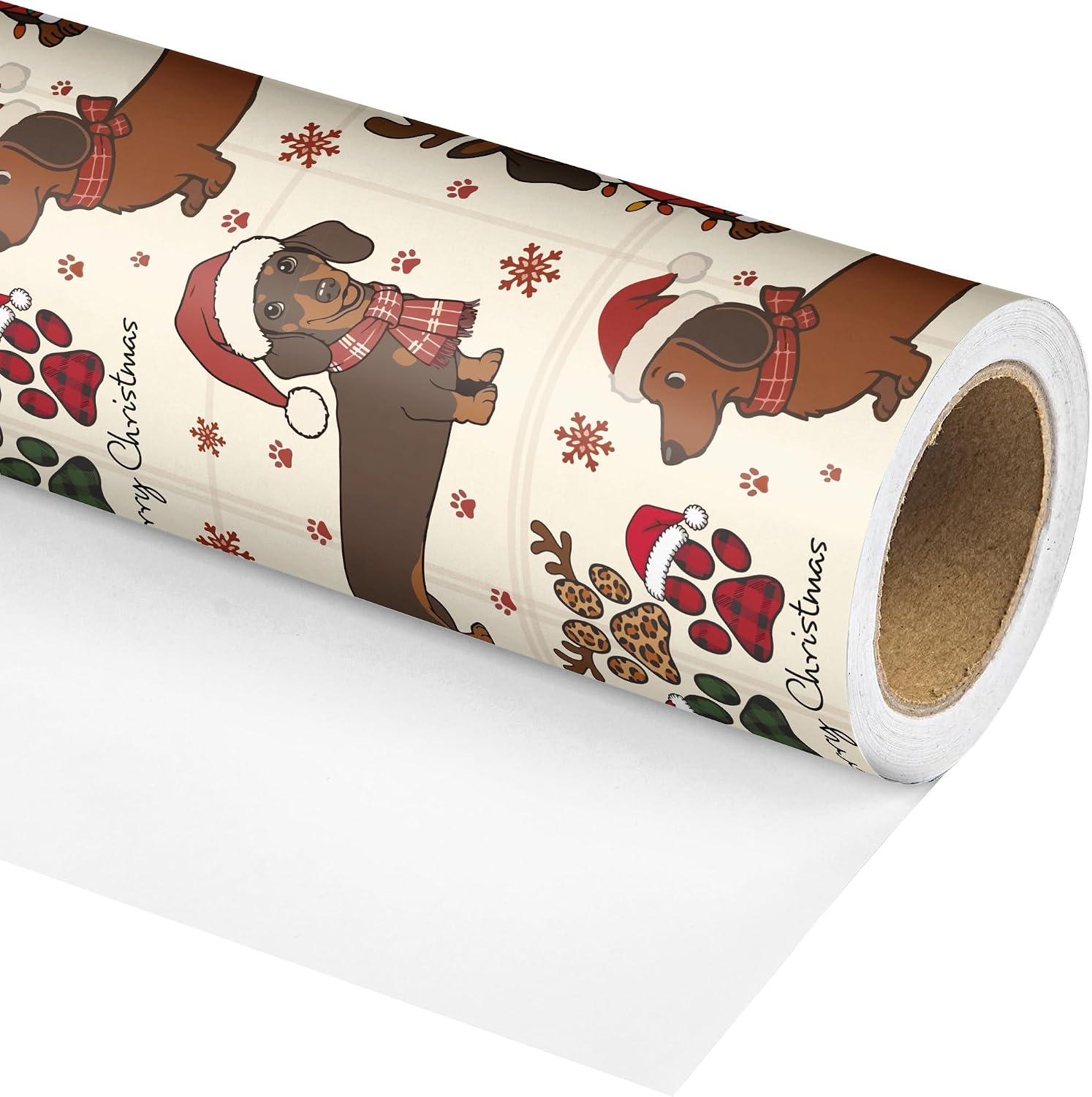 SnazzyWrap Dachshund Christmas Wrapping Paper Mini Roll(Total 28.5 sq.ft) image 3