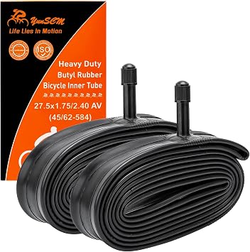 YUNSCM 2-PCS 27.5 Heavy Duty Bike Tubes 27.5 x 1.75/2.40 AV Schrader Valve 45/62-584 Inner Tubes Compatible with Bicycle Tubes 27.5x1.75/1.95/2.10/2.125/2.2/2.25/2.3/2.35/2.40 Bike Bicycle Tires Tubes