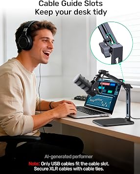 Heavy-Duty Desk Mic Stand for Rode PodMic USB & SM7B, Max 2.68 lbs, Black