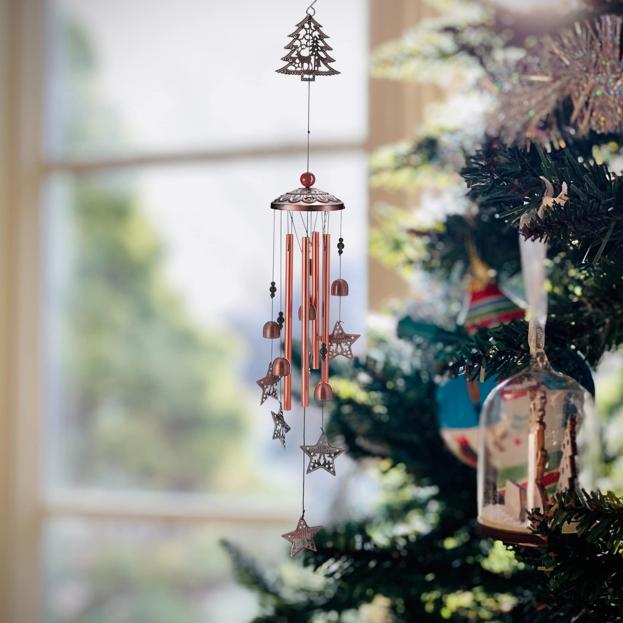 Mornajina Weihnachtsbaum-Windspiel Für Draußen – Retro-Design Mit Metallröhren, 90 Cm Lang