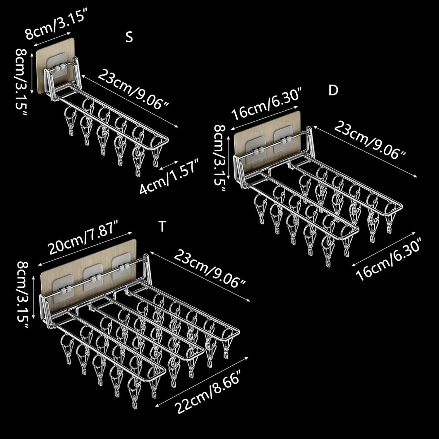 Wall Mounted Sock Clip Stainless Steel Folding Clothes Hanger Rack Space Saving Windproof Drying Rack Balcony Storage