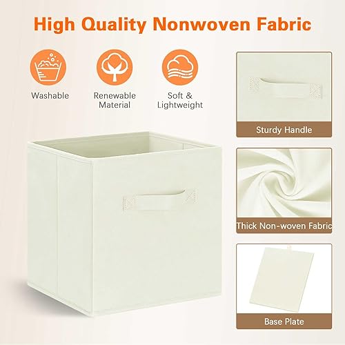 Miniatura 3 de GhvyenntteS Cestas de almacenamiento para estantes, paquete de 12, contenedores de almacenamiento de tela con asas de cuero, canastas de