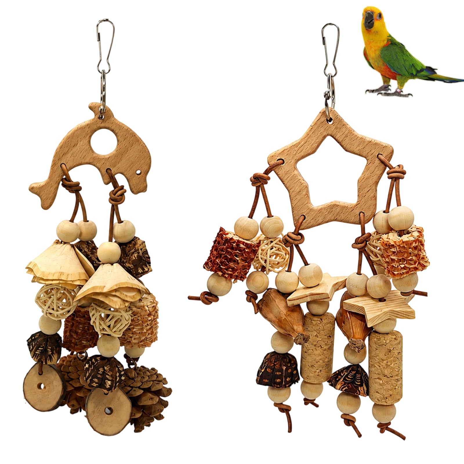 EujRcf 2-Piece Bird Chew Toy Set, Parrot Toys for Beak Grinding and Chewing