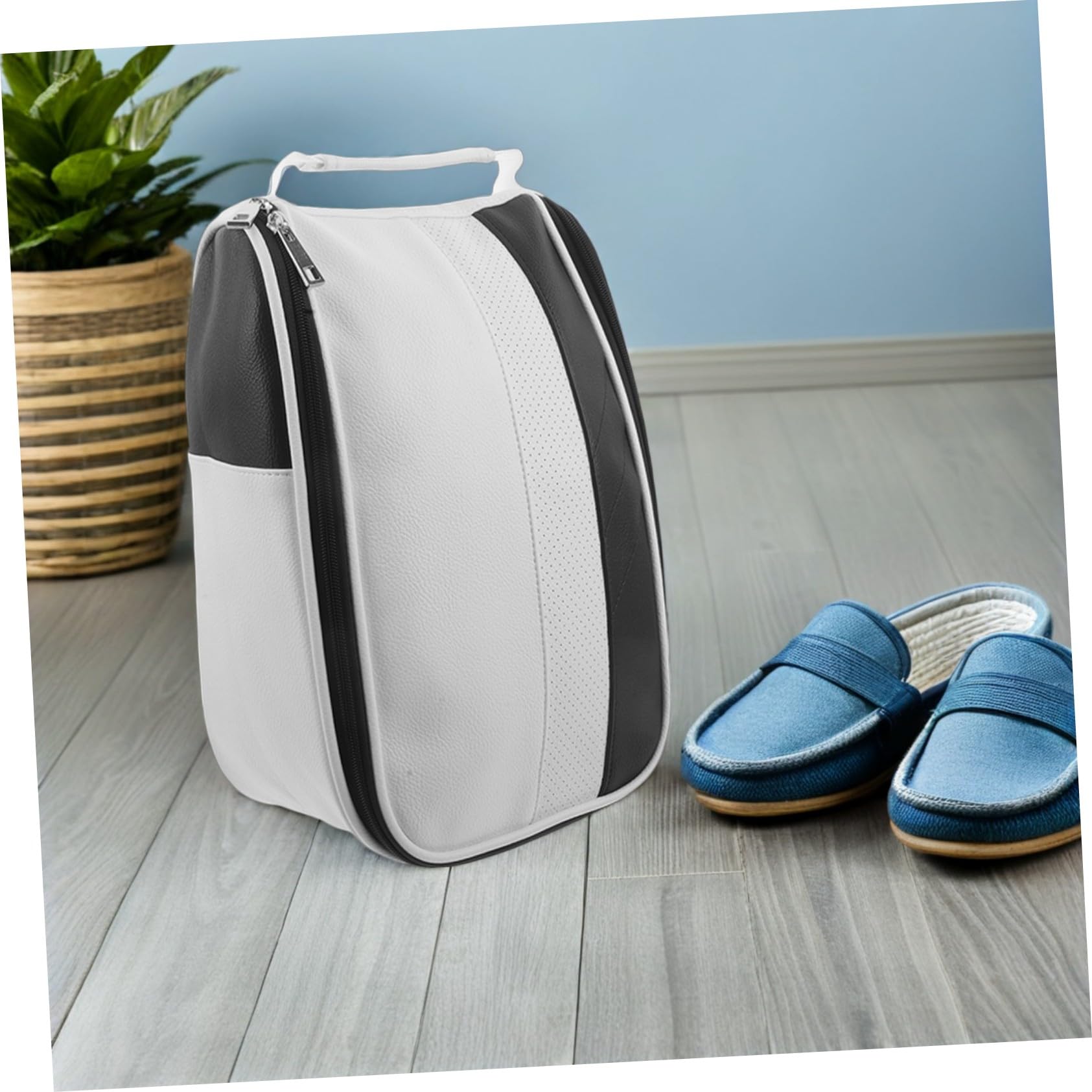 TOYANDONA Borsa per Scarpe Pelle con Ventilazione Organizer con Chiusura Tracolla Portatile per Sport all e Viaggi