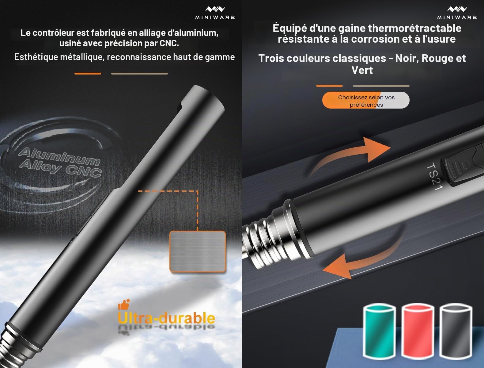 MINIWARE TS21 Fer à Souder Poste à Souder KU Tips Intelligent Portable Numérique 100W 3 Seconds Fondant Promoteur Lumière de Remplissage Préréglage Température 100-450℃