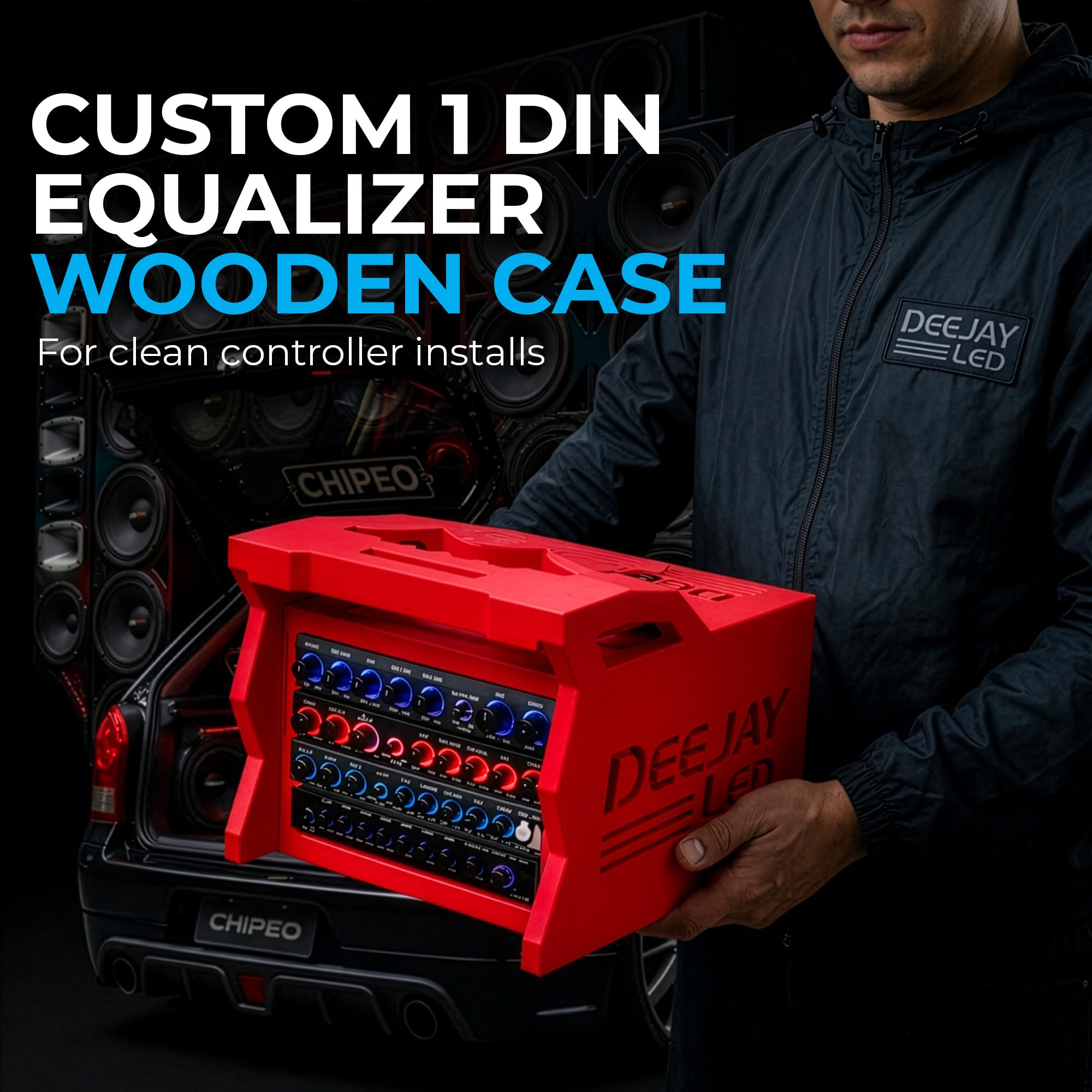 Amazon.com: DEEJAY LED TBH1DIN3EQRED One Din Two EQ Wooden Case