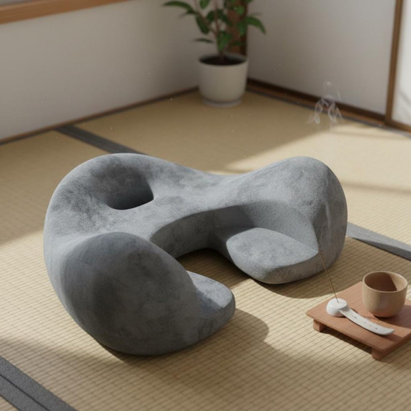 Cuscino da Meditazione Cuscino da Pavimento Seduta da Terra Guanciale Ergonomico con Forma Sagomata per Sedere a Gambe Incrociate O in Ginocchio con