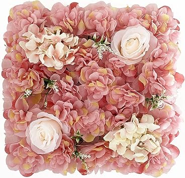Flower Wall Backdrop, 12PCS 10.6"-15.7" Artificial Flower Wall Panel with Various Styles, 3D Floral Wall Decor for Wedding Photo Background Festive Party Home Decoration F005, 13.8 * 13.8in