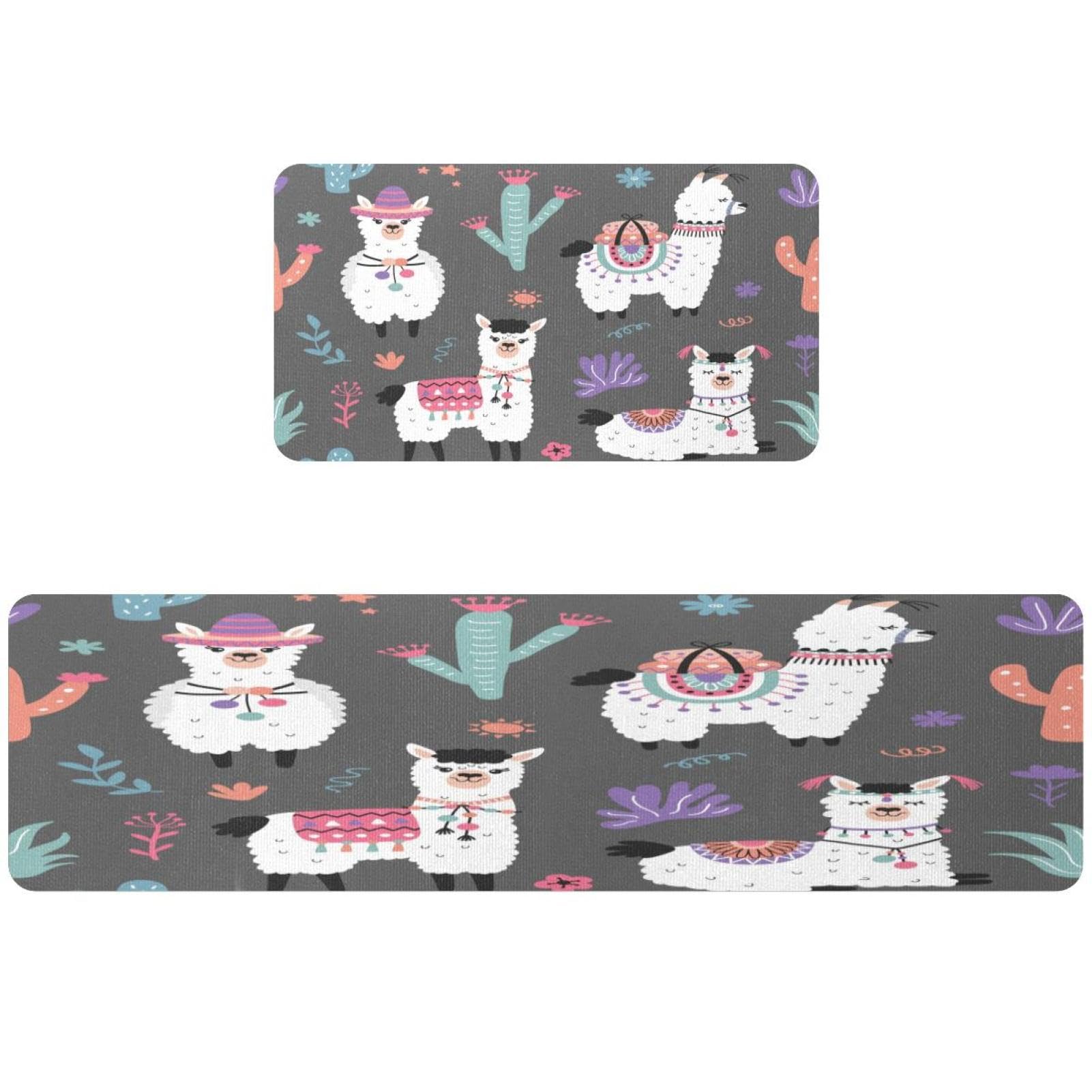 Alfombrillas de cocina para pasillo y lavandería de llama decorativas VAPOKF
