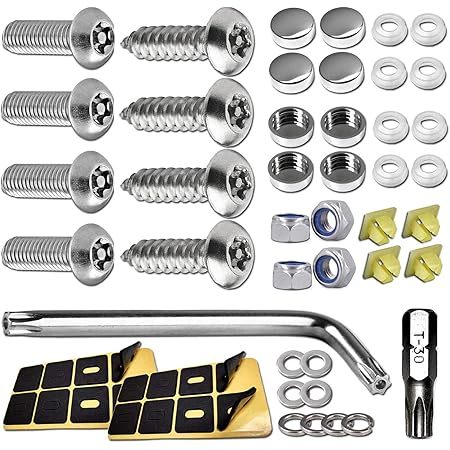 Licence Plate Screw Anti-Theft Stainless Steel Motorcycle License Plate Bolts - Security Screws, Universal Fit Stainless Steel Car & Truck License Plate Frames - Foto 7