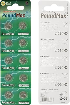 PoundMax AG10 LR1130 Batteries 1.5 Alkaline Button Battery Combo Pack - 10 Count