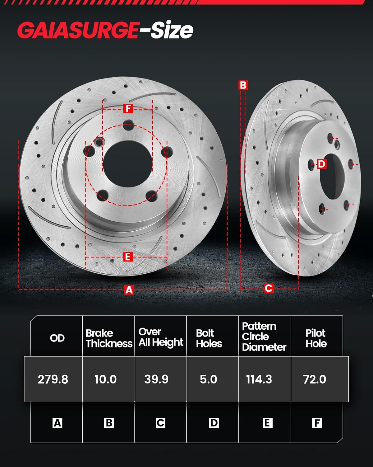 Rear Brakes Pads and Rotors Compatible with 2006-2012 Ford Fusion/Mercury Milan;2006-2013 Mazda 6;2007-2011 Lincoln MKZ | 279.8mm(11in) OE No.: D1161-8272 & 31325 | Rear Brake Kits
