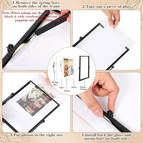 Miniatura 10 de Juego de 12 marcos de fotos de metal de 4 x 6 pulgadas, marcos de metal para oficina, marcos de fotos de vidrio de metal a granel para oficina,