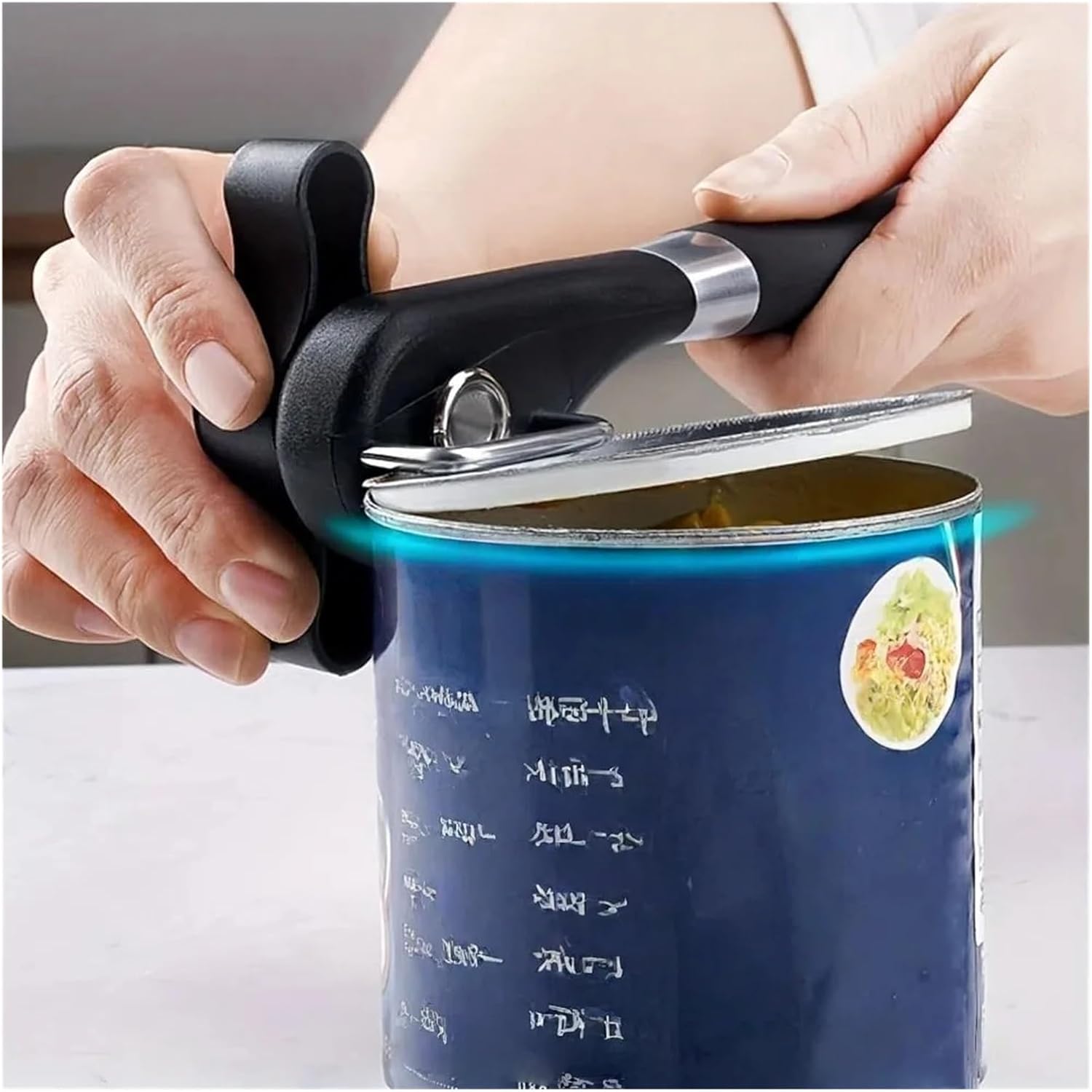 Can Opener Side Cut Manual Opener Hand-actuated Easy Grip Bottle Opener Kitchen Tools(B)