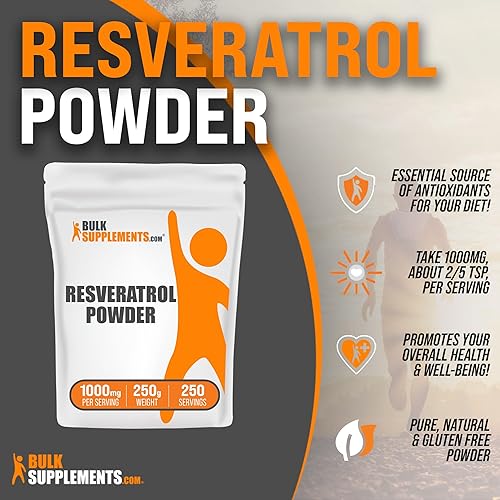 Miniatura 3 de BULKSUPPLEMENTS.COM Resveratrol Polvo - Suplemento de resveratrol, Polygonum Cuspidatum, Resveratrol 1000mg - Suplemento antioxidante, vegano y sin