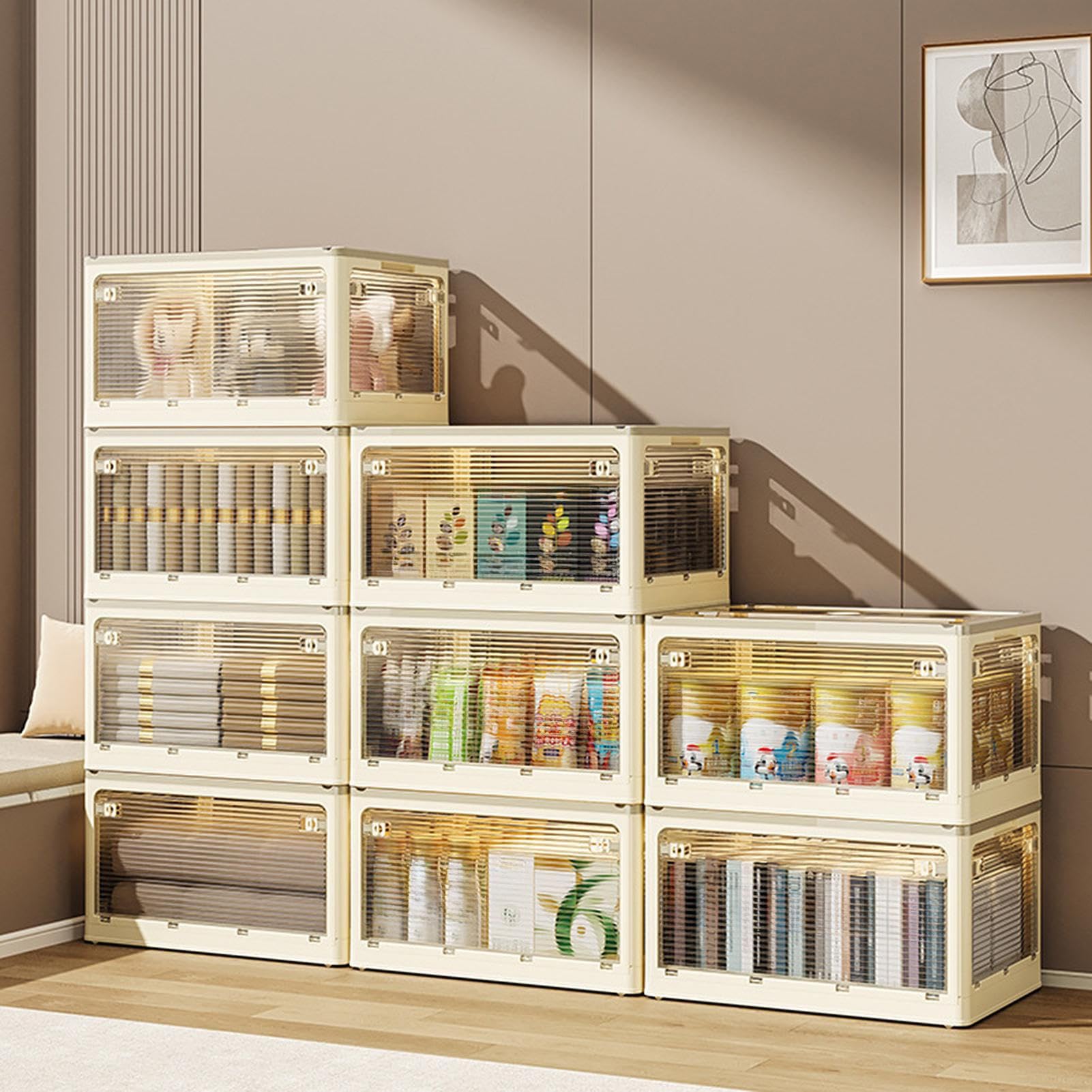 SENZZ Portaobjetos para libros con tapa, cajas para libros para guardar libros - Caja de almacenamiento de libros, organizador de ropa - Caja grande plegable para libros, organizador de ropa | libros - de almacenamiento de libros, organizador de ropa - gr