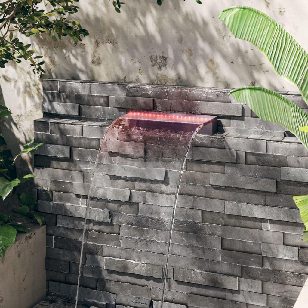 Elemento a cascata con LED RGB in acrilico, 45 cm, decorazione da giardino per laghetto e piscina, con telecomando, resistente alle intemperie, a risparmio energetico, versatile, per terrazza