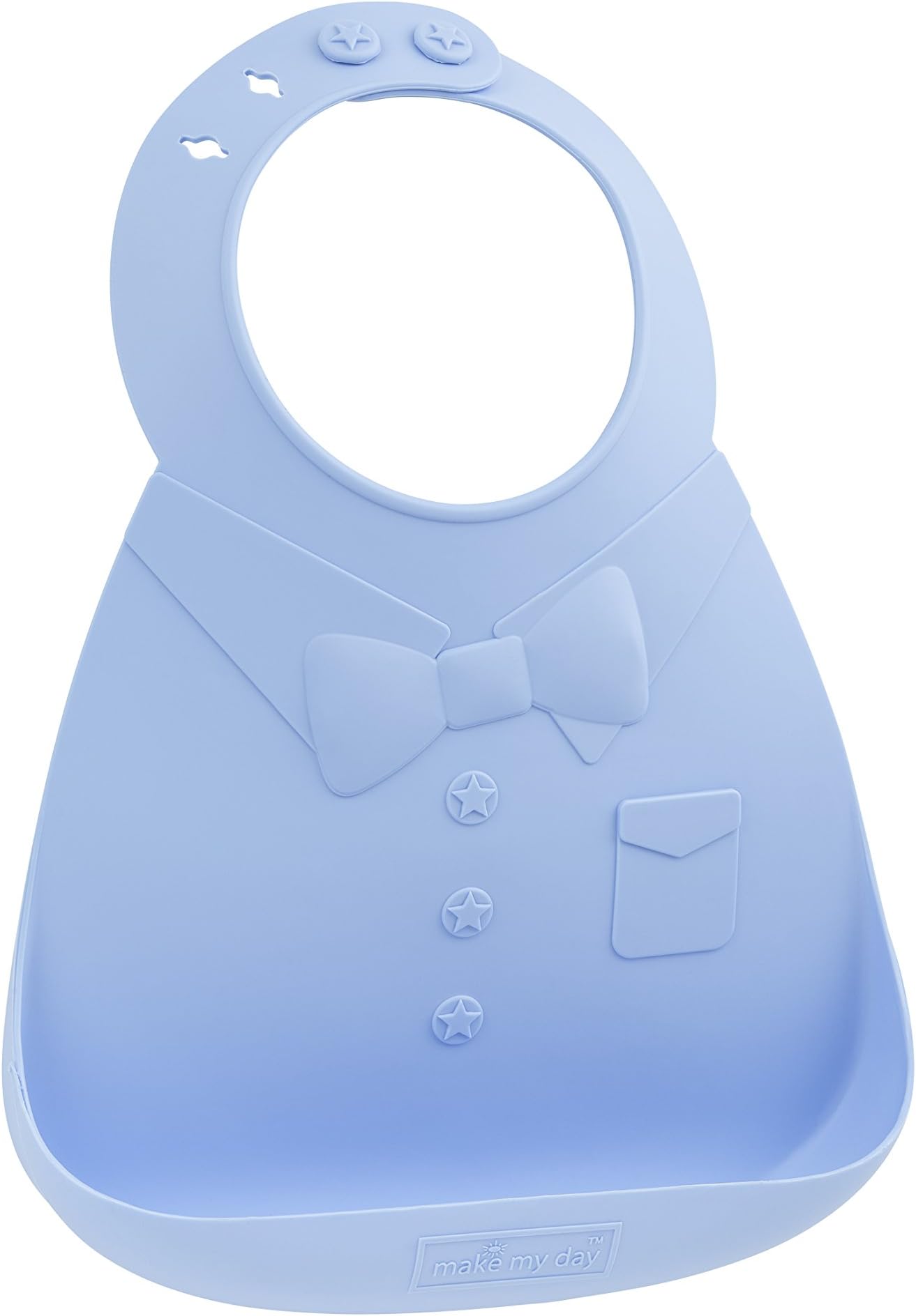 Make My Day Soft Silicone Baby Bib Blue Bowtie by Make My Day