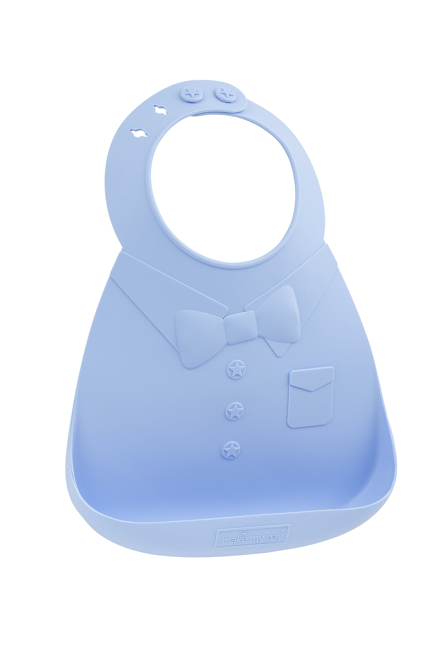 Make My Day Soft Silicone Baby Bib Blue Bowtie by Make My Day