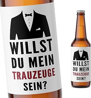 Trauzeuge fragen Mann "Willst du mein Trauzeuge sein" Bierflaschen Etikett Bier Geschenk Flaschenetikett selbstklebend Bieretiketten 2 Stück | 9x9 cm