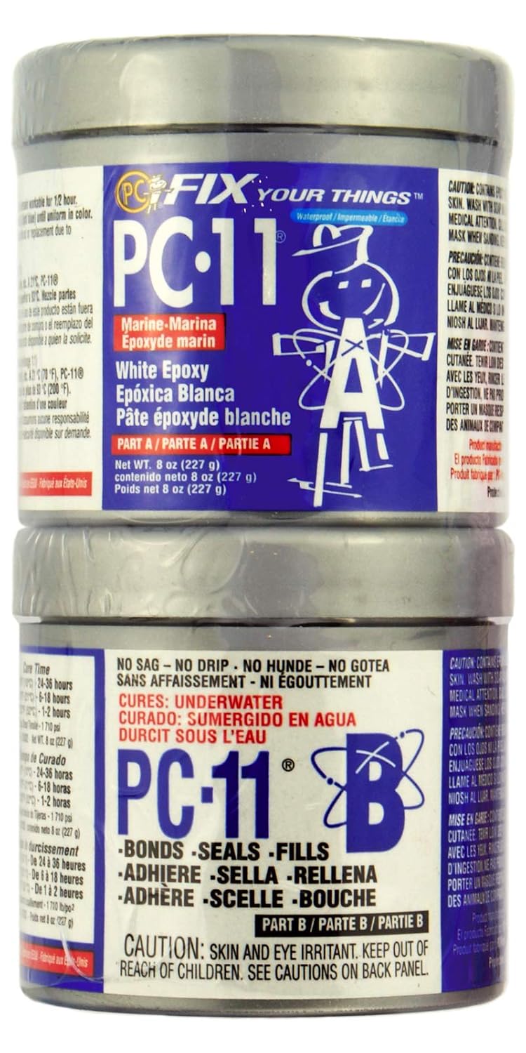 PC-Products PC-11 Epoxy Adhesive Paste, Two-Part Marine Grade, 1/2lb in Two Cans, Off White 80115