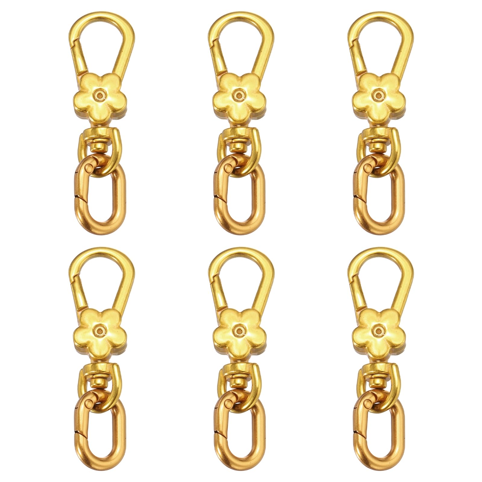 sourcing map 6 Pcs Metal Keychain Clip Swivel Lobster Claw Clasp Quick Release Oval Key Ring Detachable Double Opening Snap Hooks for Jewelry Making Crafts Backpack Bag Lanyard, Gold