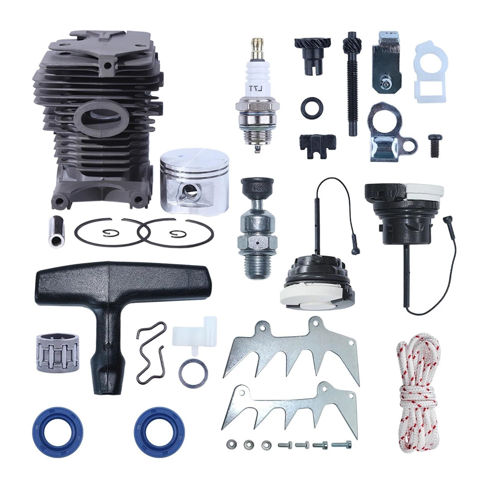 Kit de Ajuste de púas de trinquete de pistón de Cilindro de 46 mm for Motosierra MS280, MS270, MS 270 y 280, Tapa de Gasolina y trinquete de Arranque.