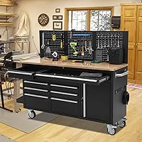 MilleLoom 61 Inch 9-Drawer Rolling Tool Chest - Stainless Steel Mobile Cabinet with Lock, Wheels & Liners for Garage Workshop