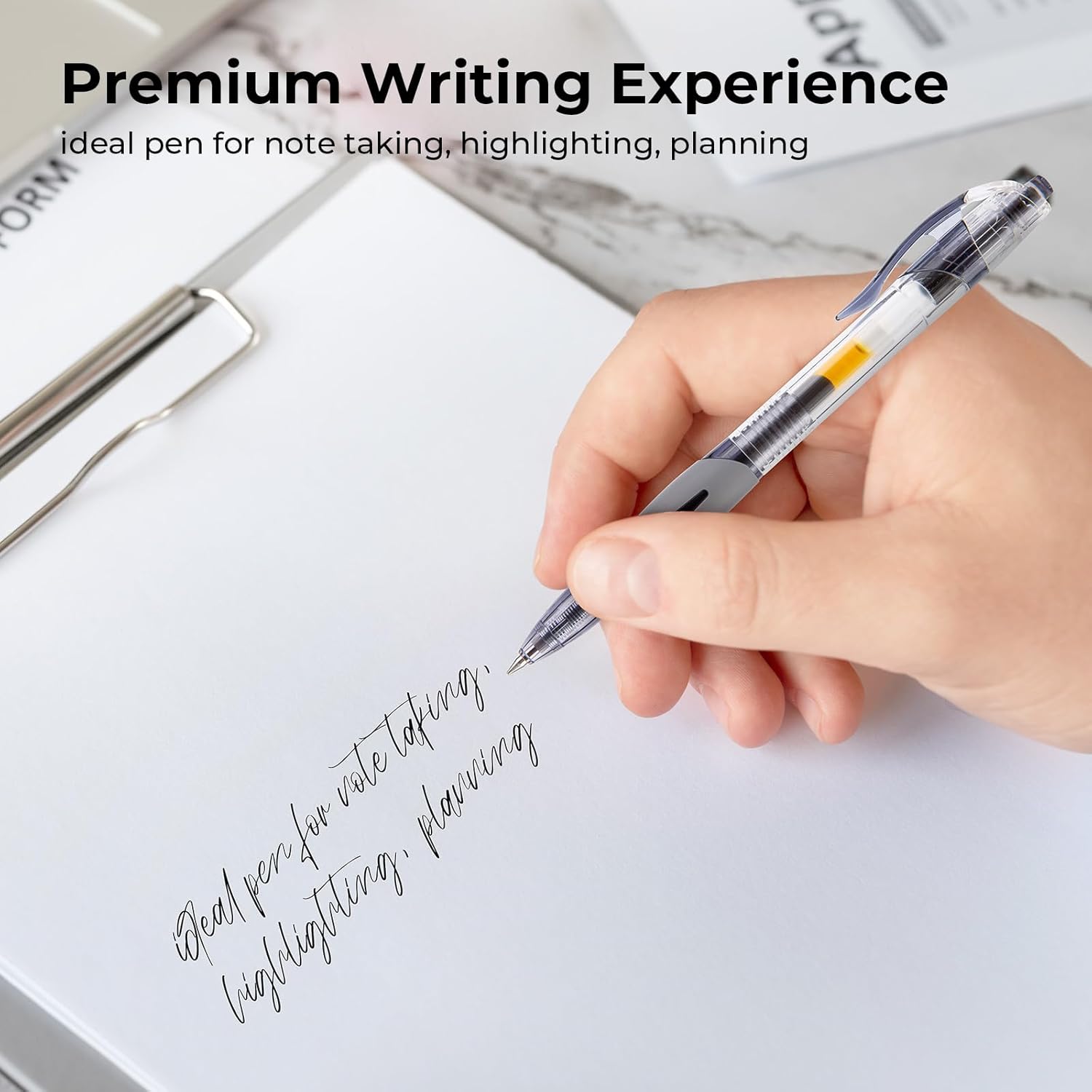 M&G 10Pcs Gel Pens + 10Pcs Gel Pen Refills, 0.5mm Black Ink Gel Pens Fine Point Smooth Writing, Retractable Gel Ink Pens with High Capacity & Quick Drying Ink for Journaling Office School Women Men - Image 6