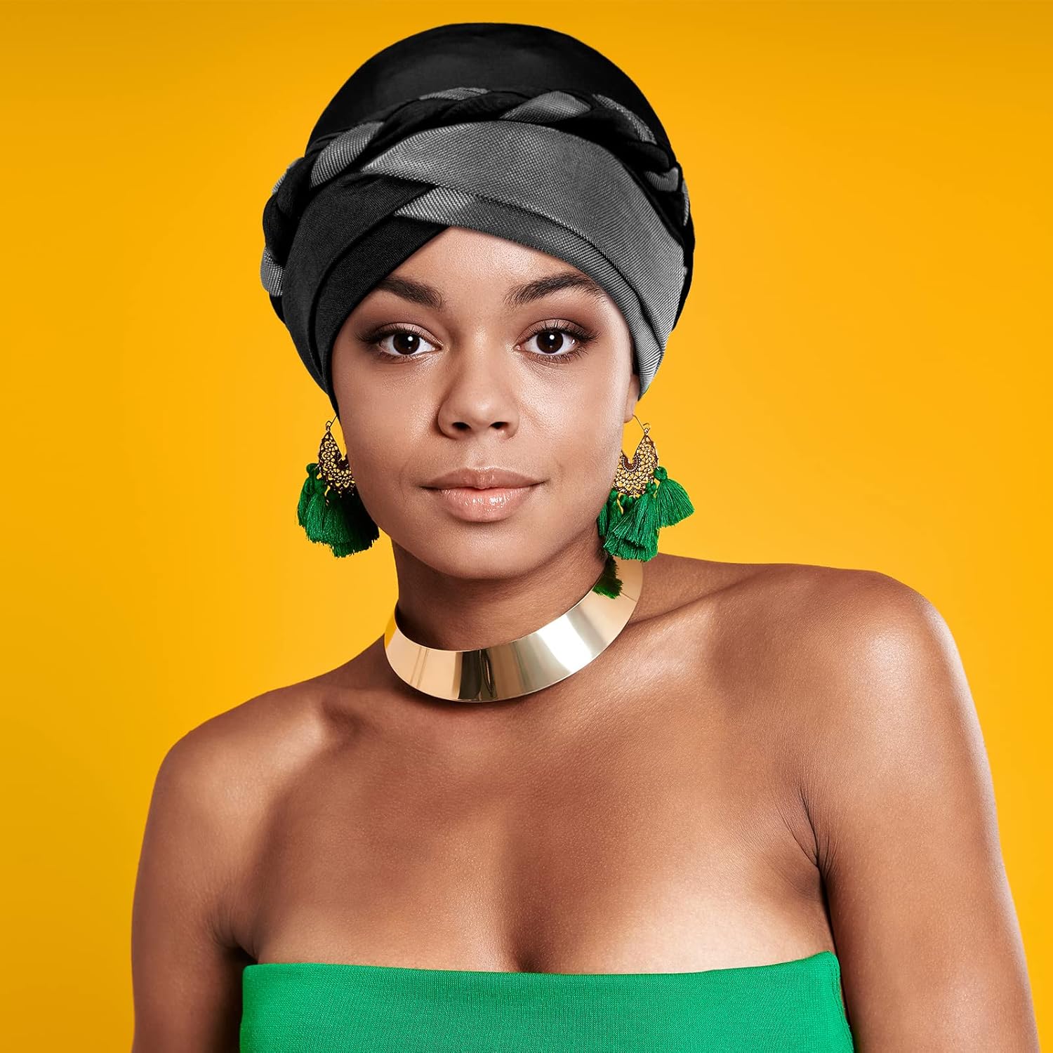 Vabean 6 Pcs African Black Women Turban Caps Beanie Headscarf Pre-Tied Twisted Braid Head Wraps - Image 6